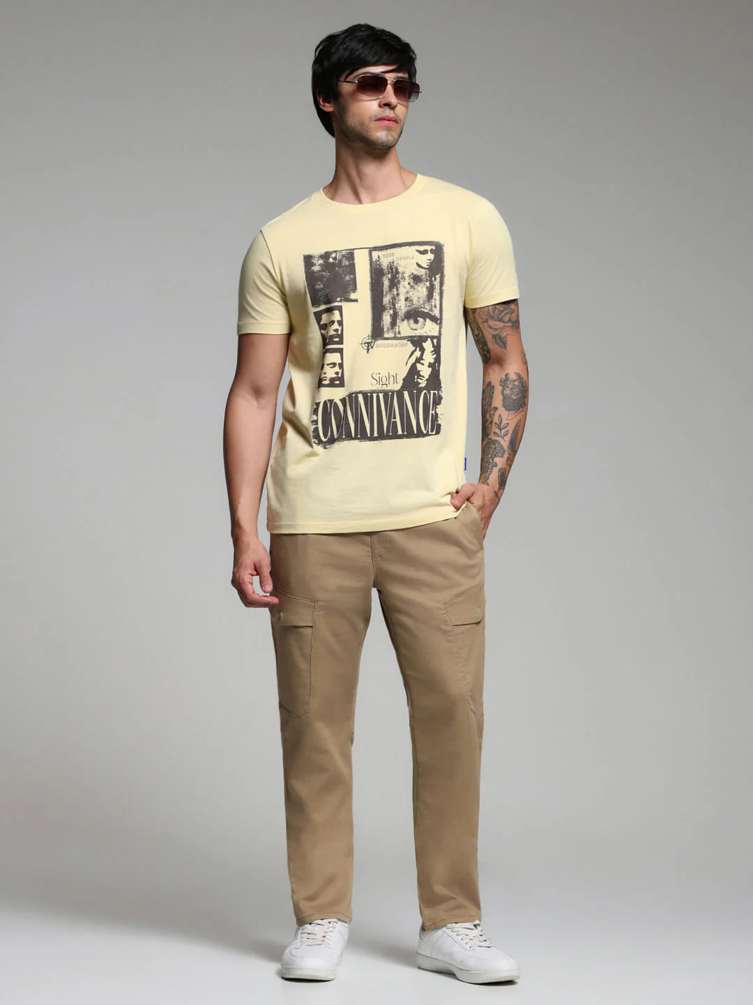 Beige Mid Rise Slim Fit Pants - Image 5