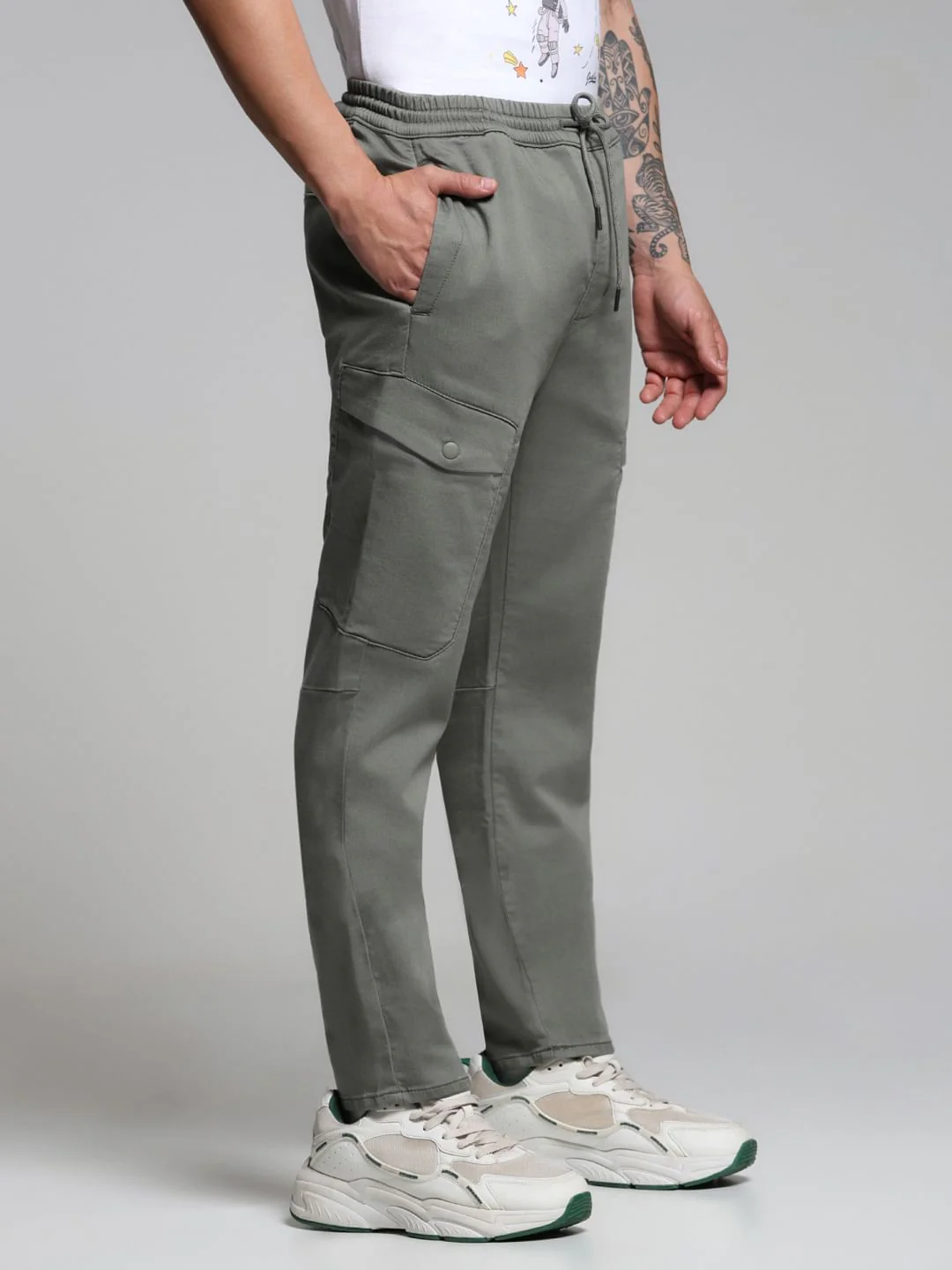 Green Mid Rise Slim Fit Pants - Image 2