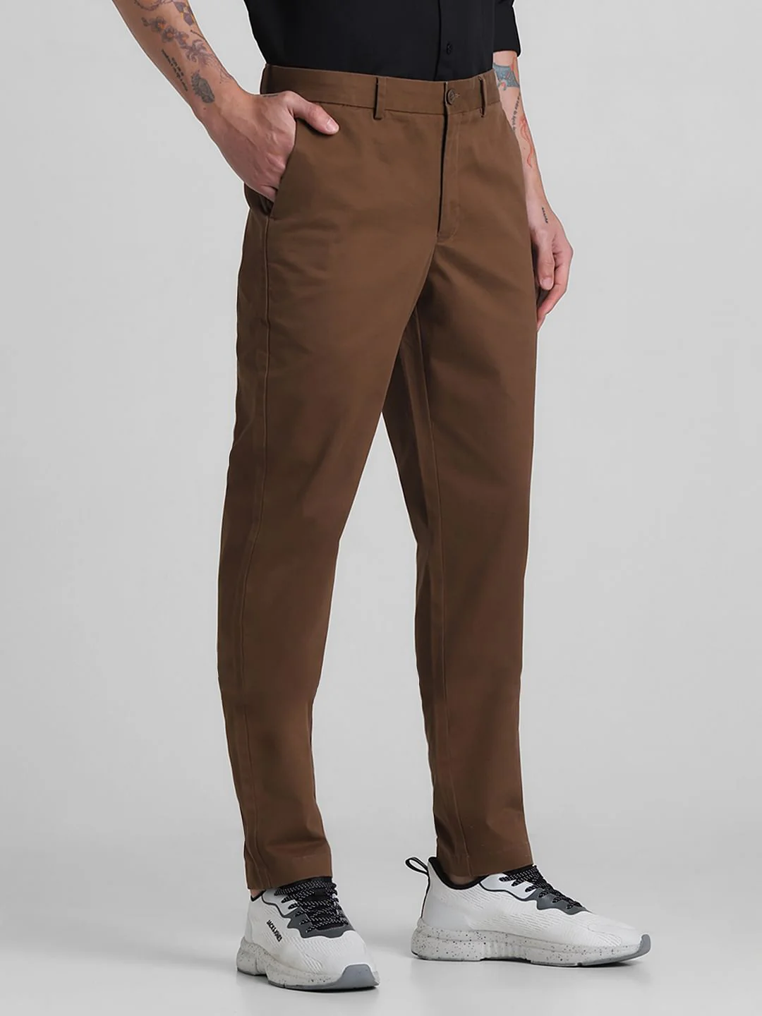 Brown Mid Rise Slim Fit Pants - Image 2