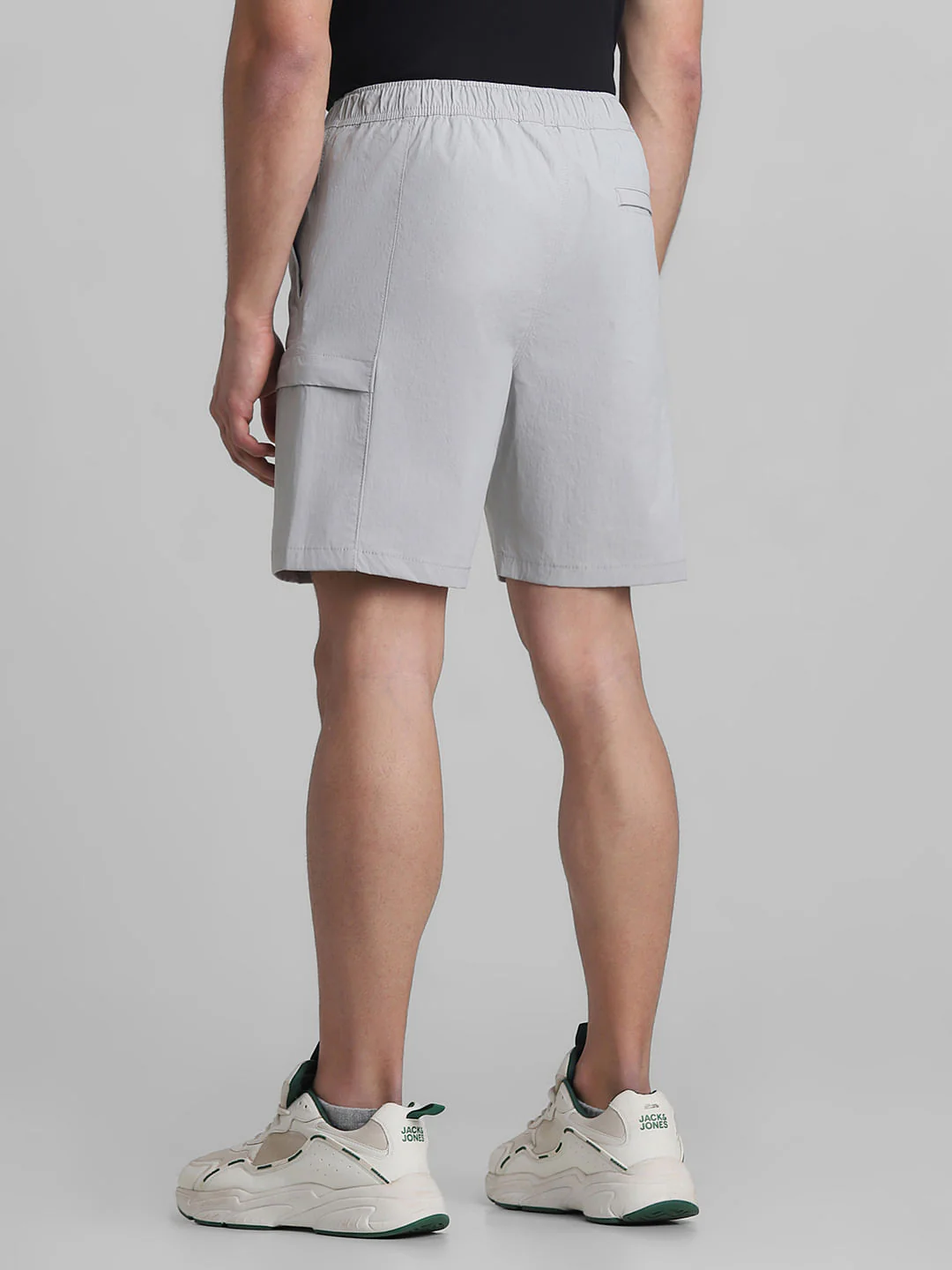 Grey Low Rise Cargo Shorts - Image 3