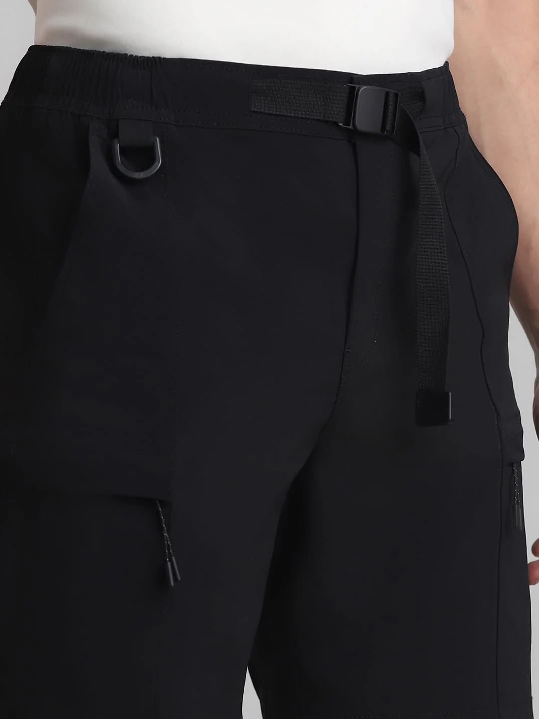 Black Low Rise Cargo Shorts - Image 4