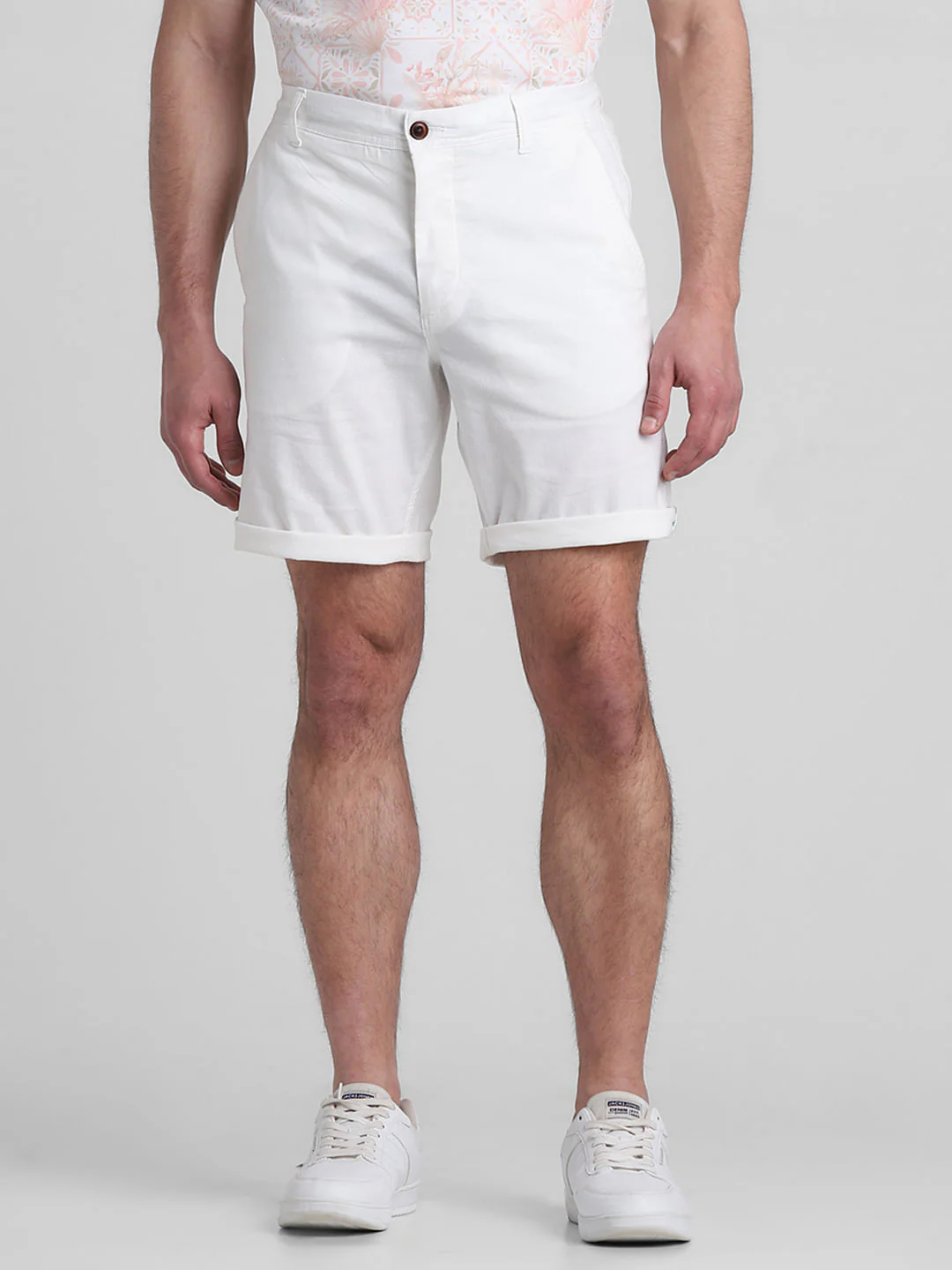 White Regular Fit Chino Shorts