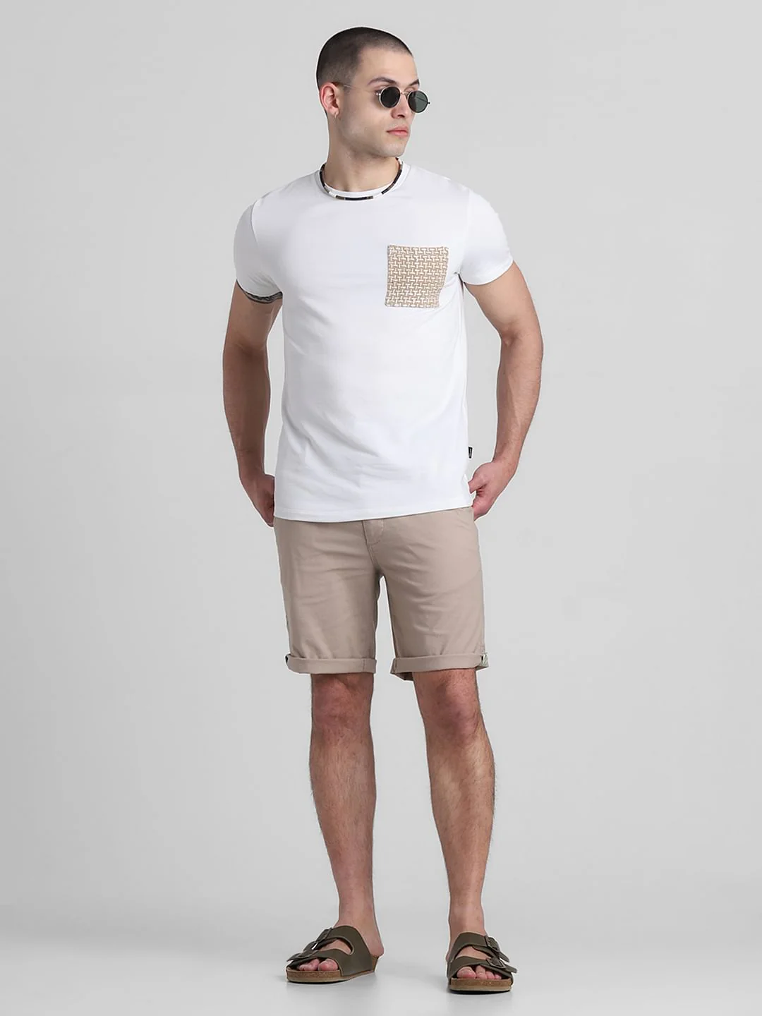 Khaki Regular Fit Chino Shorts - Image 5