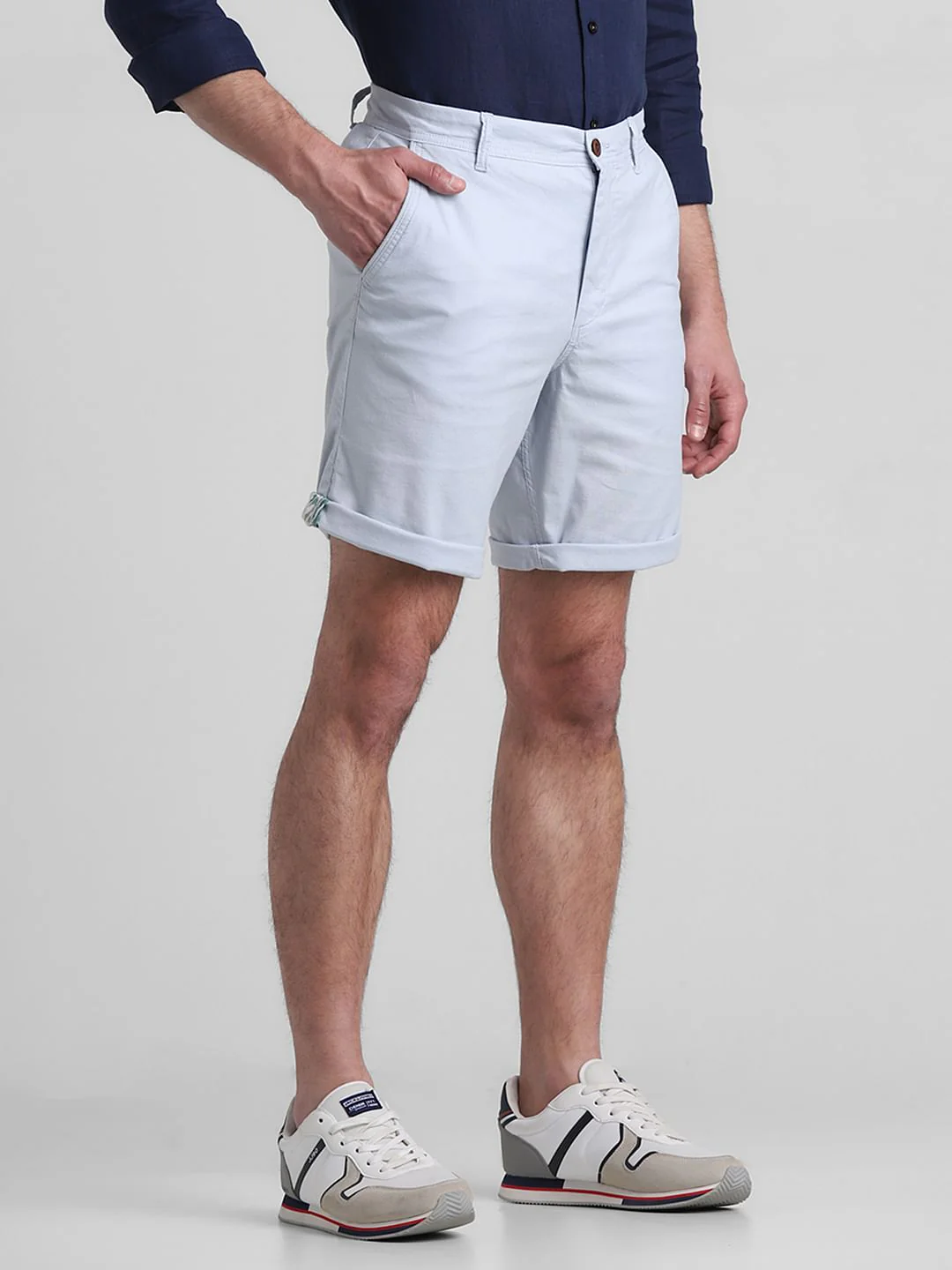 Light Blue Regular Fit Chino Shorts - Image 2