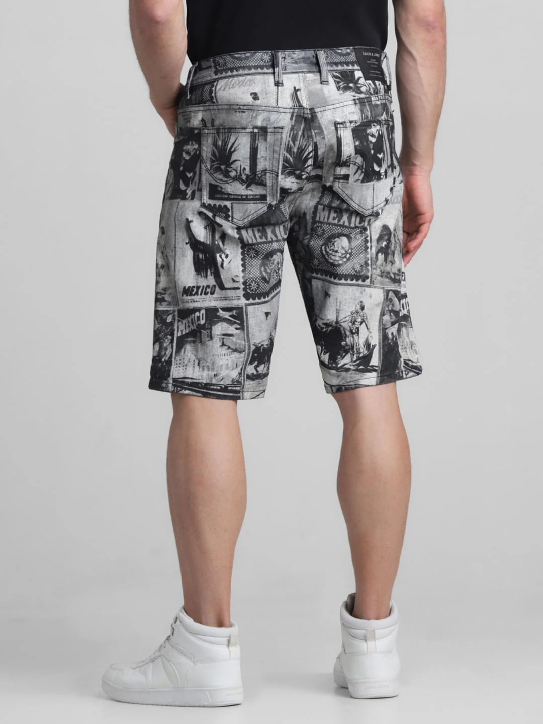 Black Printed Co-ord Set Denim Shorts - Image 3