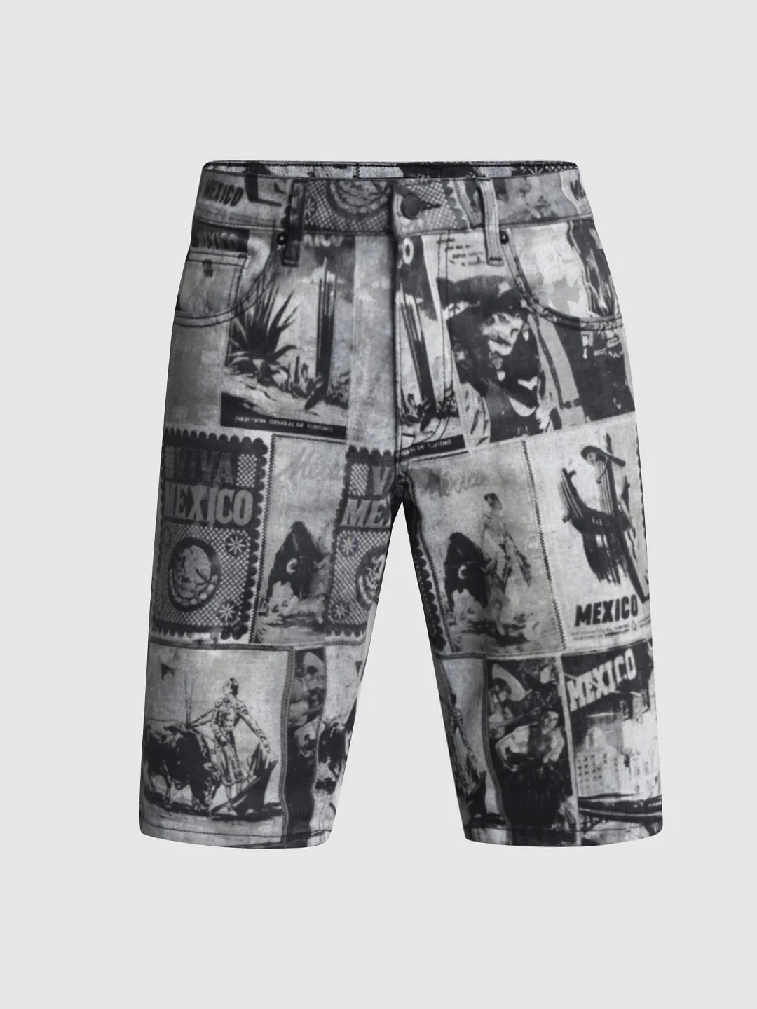 Black Printed Co-ord Set Denim Shorts - Image 6