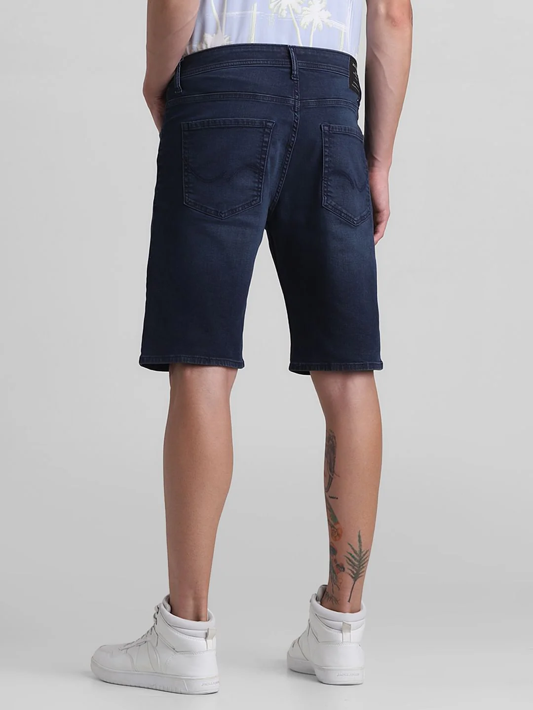 Dark Blue Low Rise Denim Shorts - Image 3