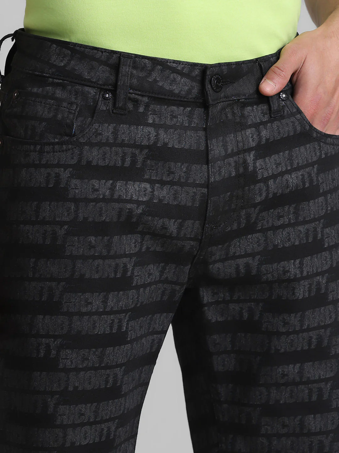 RICK & MORTY Black Printed Co-ord Set Shorts - Image 4