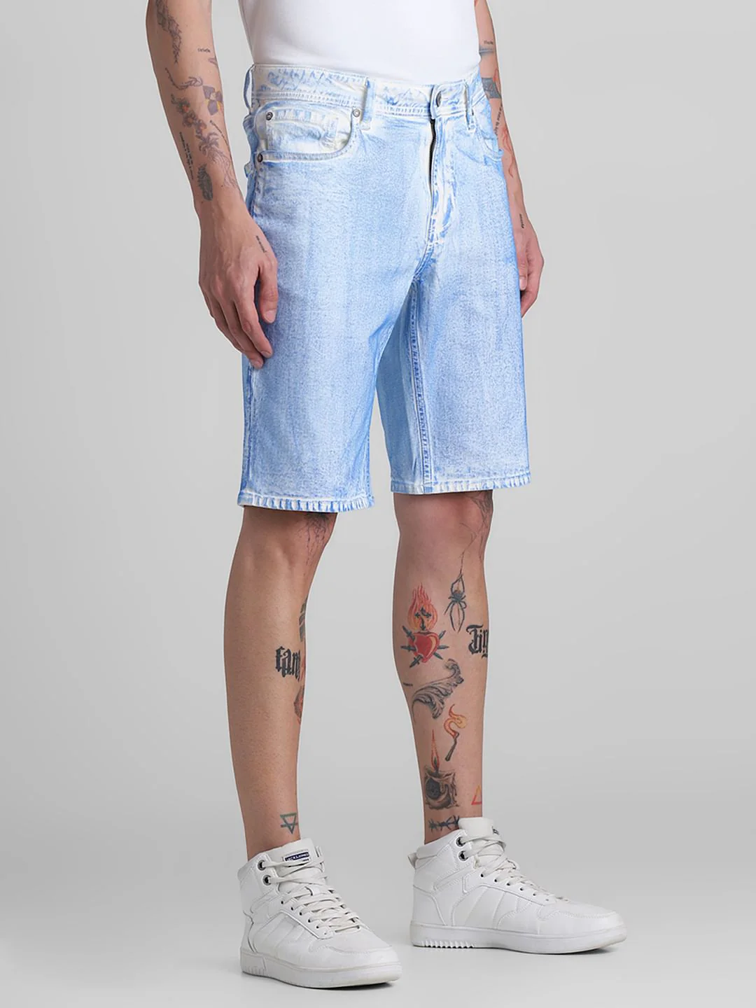 White Washed Co-ord Set Denim Shorts - Image 2