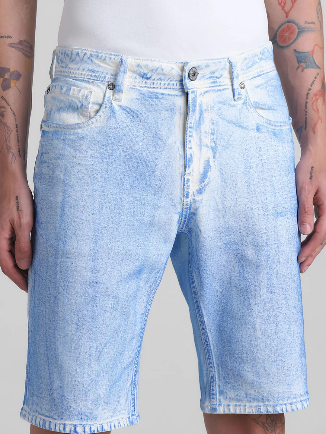 White Washed Co-ord Set Denim Shorts - Image 4