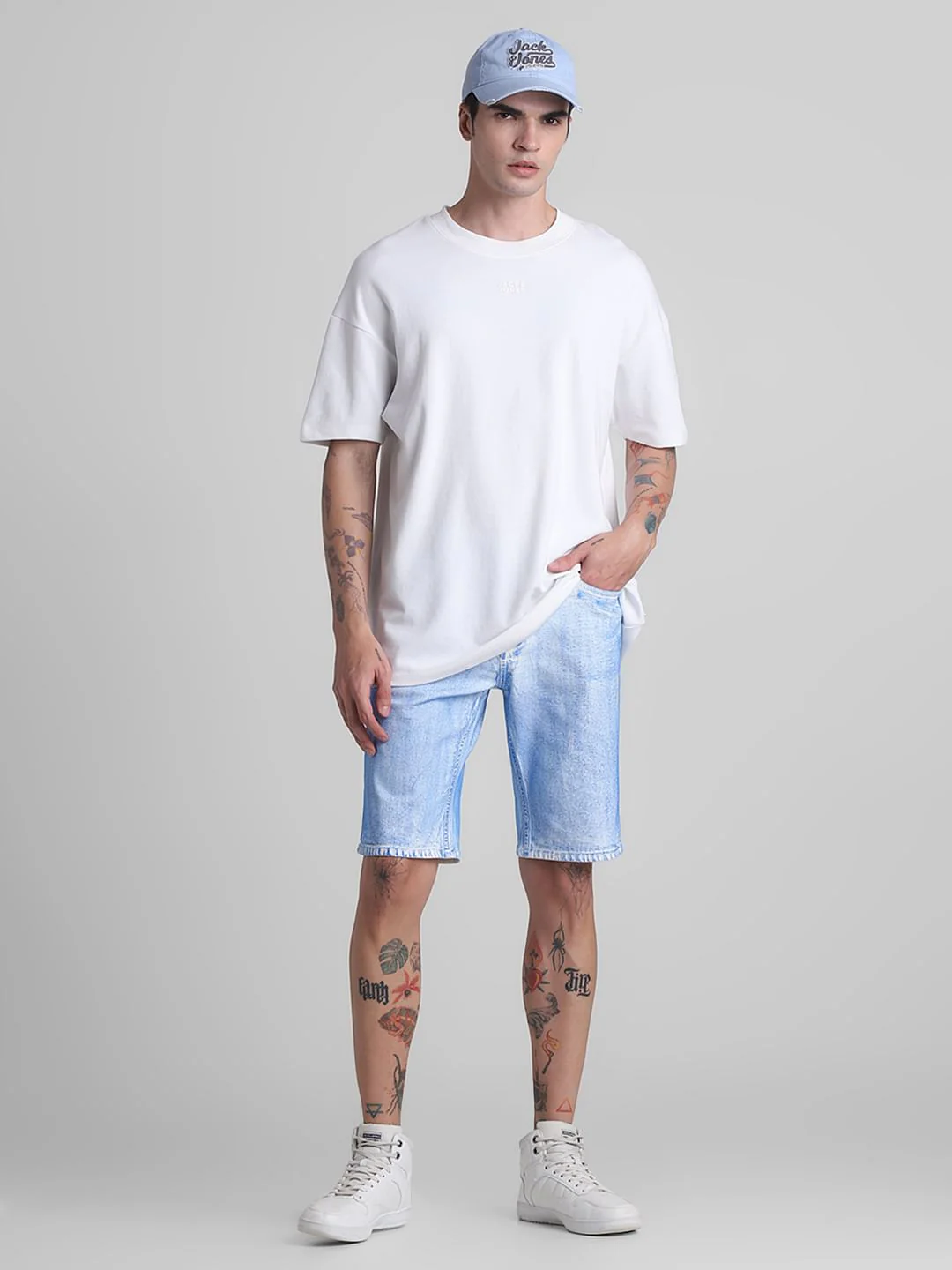White Washed Co-ord Set Denim Shorts - Image 6