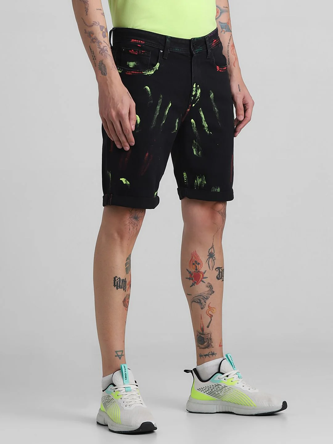 Black Paint Print Co-ord Set Shorts - Image 2