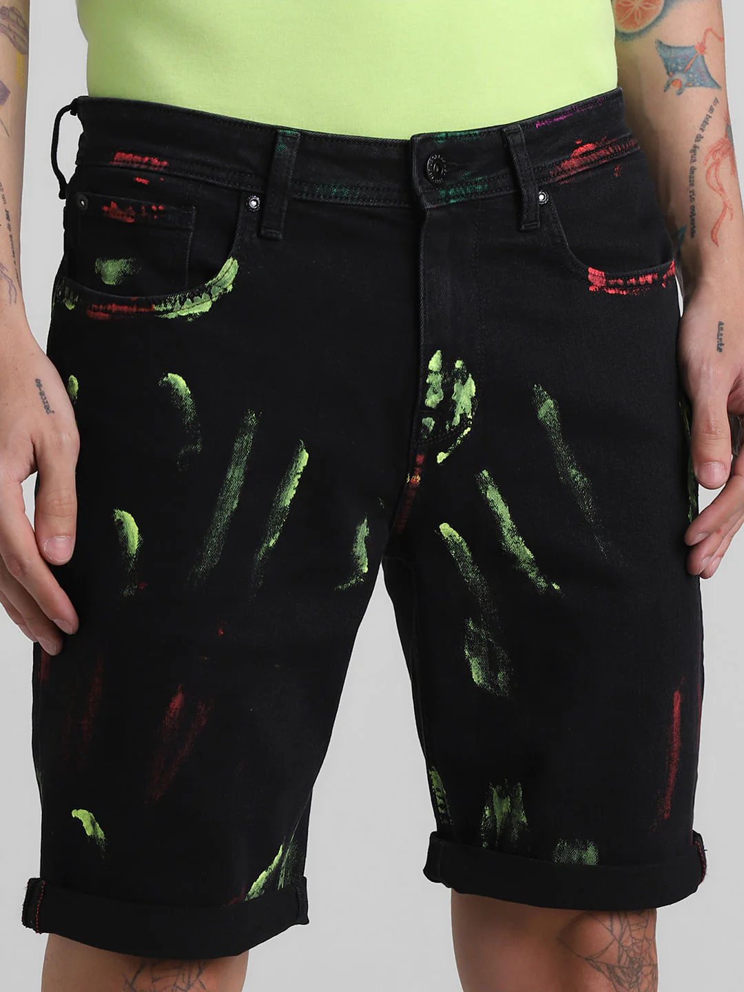 Black Paint Print Co-ord Set Shorts - Image 4
