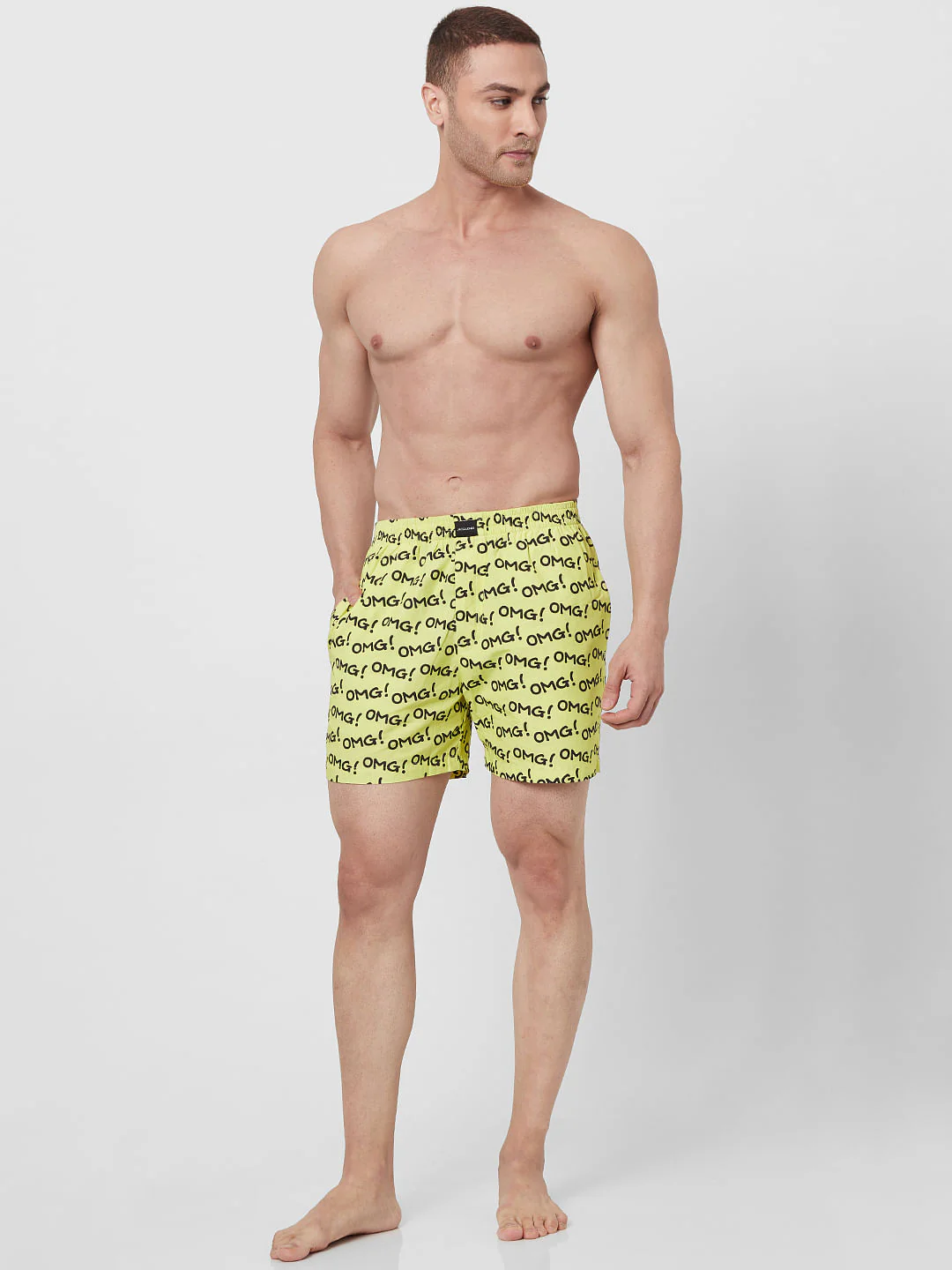 Yellow OMG Text Printed Boxers