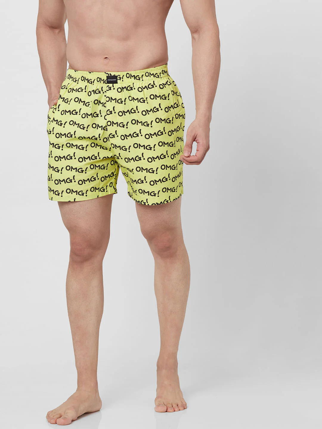 Yellow OMG Text Printed Boxers - Image 2