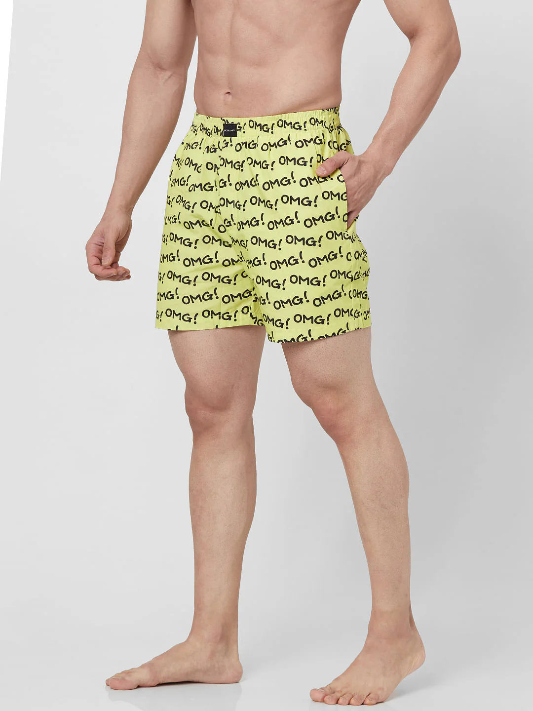 Yellow OMG Text Printed Boxers - Image 3