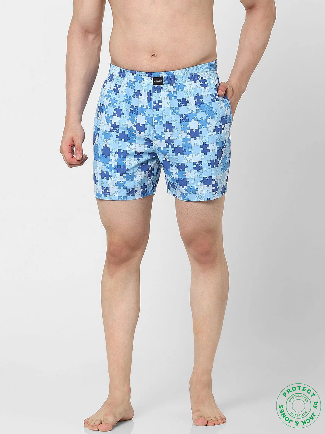 Blue Puzzle Print Boxers