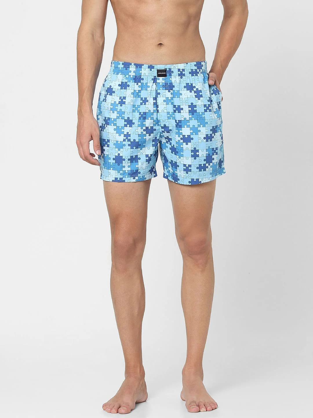 Blue Puzzle Print Boxers