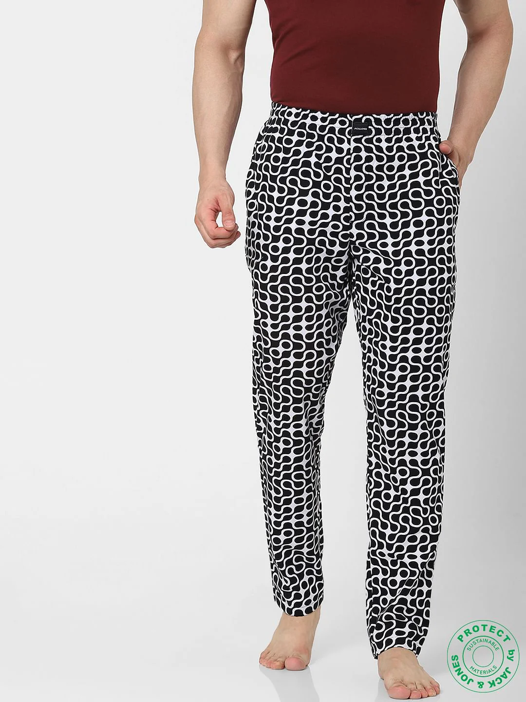 Black & White Mid Rise Abstract Pyjamas - Image 2