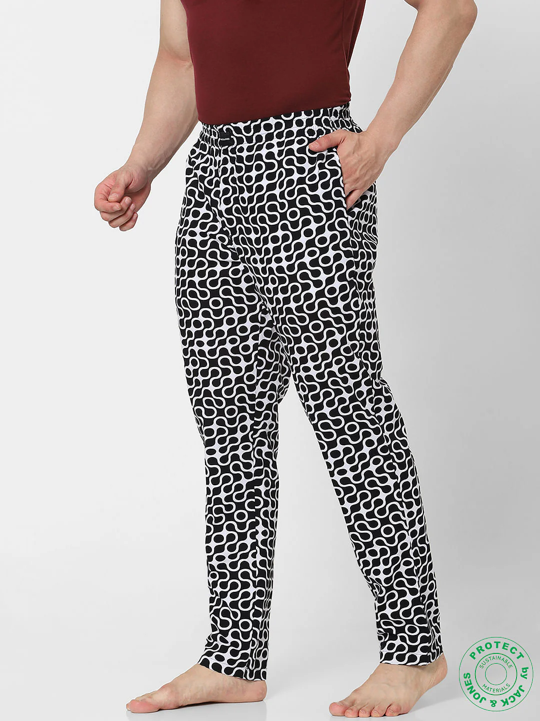 Black & White Mid Rise Abstract Pyjamas - Image 3