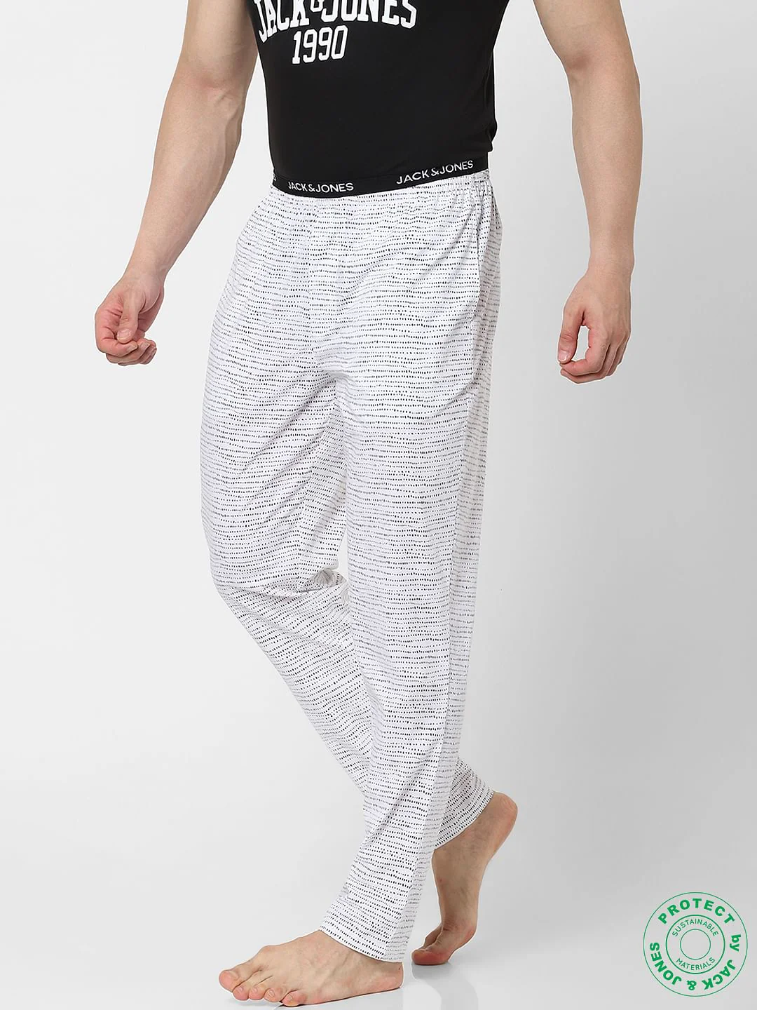 Blue Mid Rise Paper Clip Print Pyjamas - Image 3