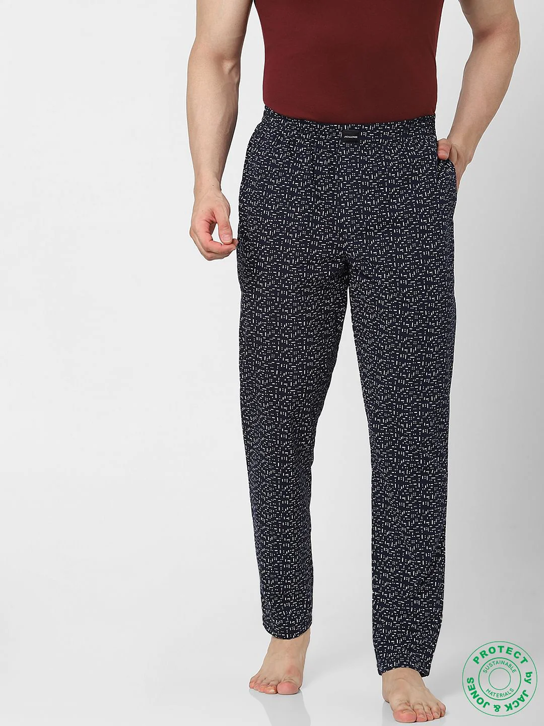 White Mid Rise Dotted Pyjamas - Image 2
