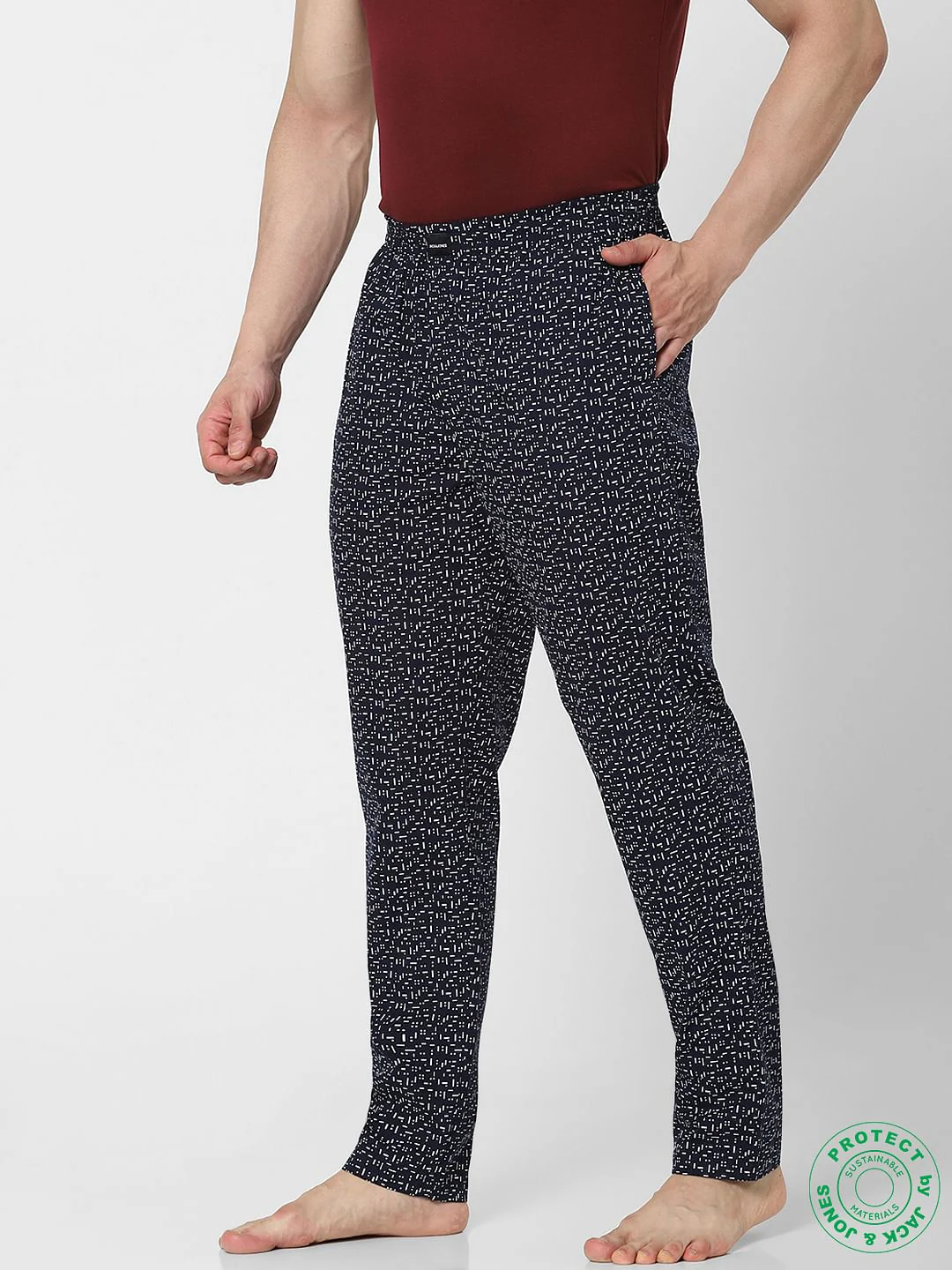 White Mid Rise Dotted Pyjamas - Image 3