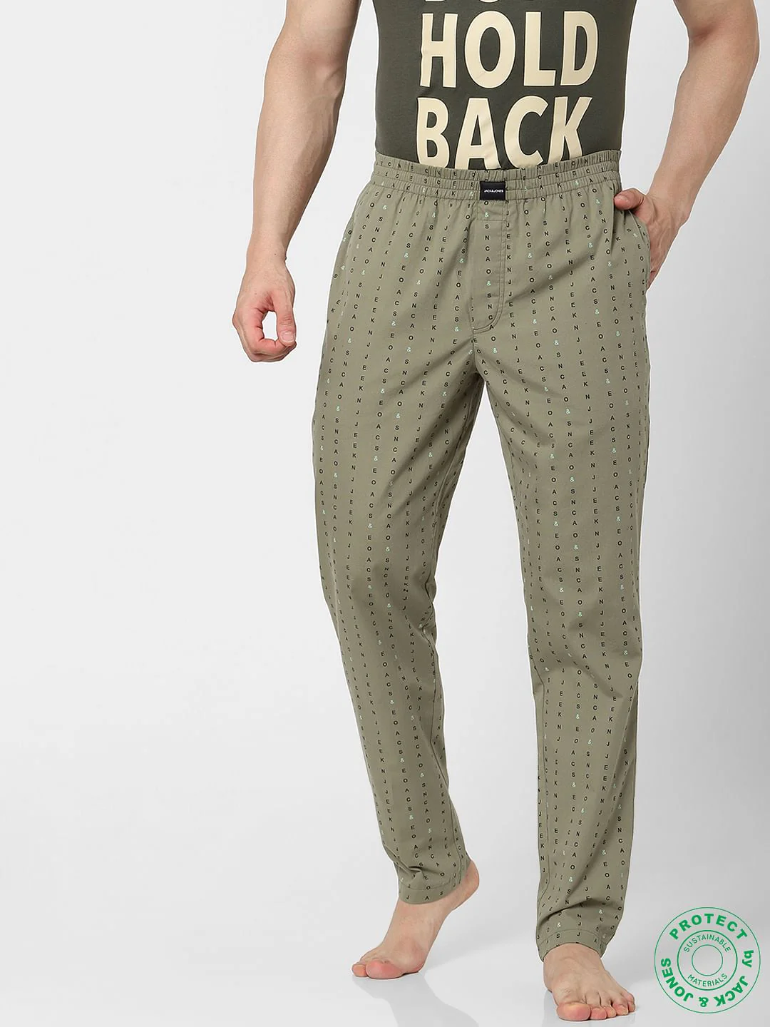 Green Mid Rise Logo Print Pyjamas - Image 2