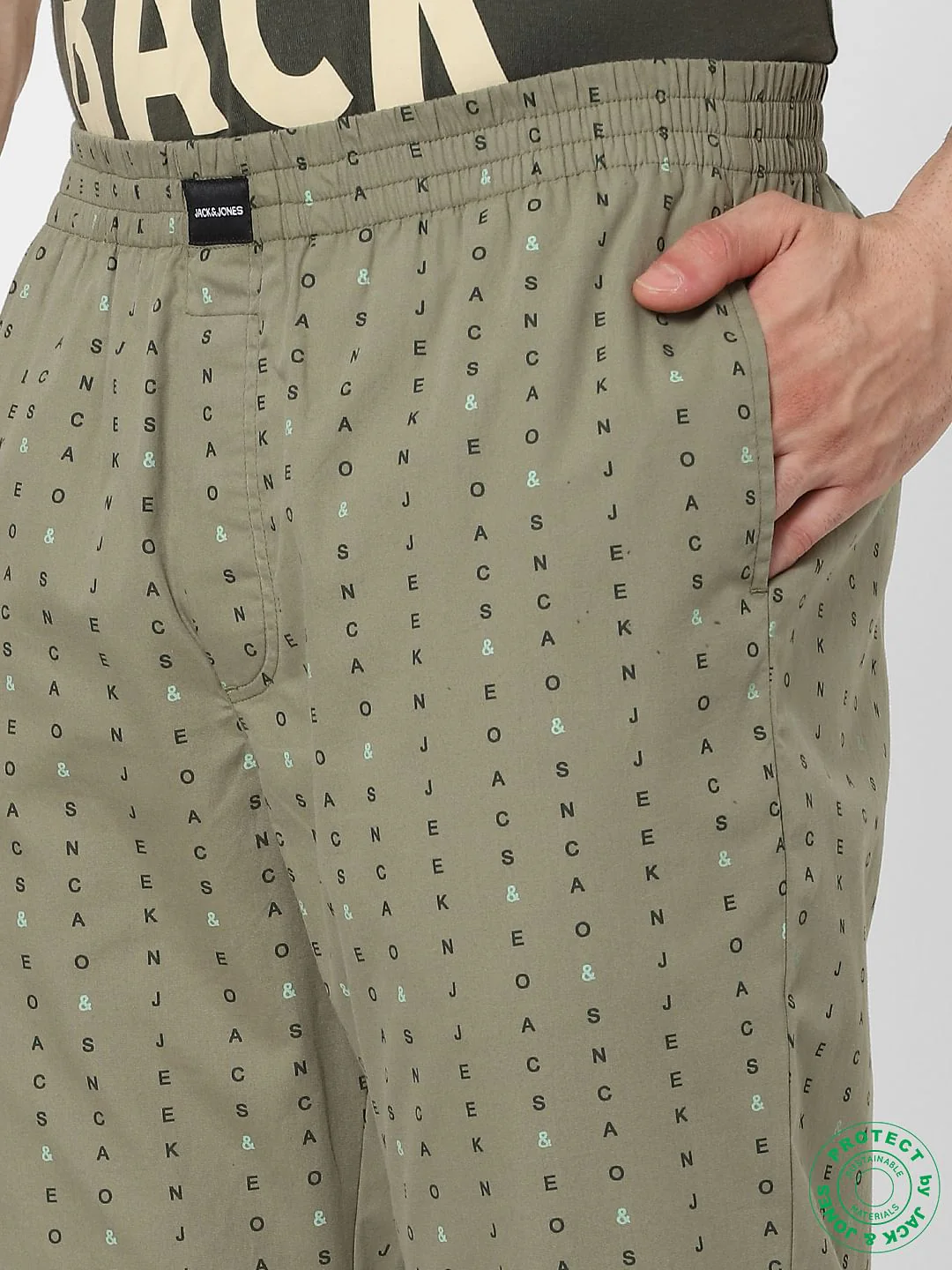 Green Mid Rise Logo Print Pyjamas - Image 5
