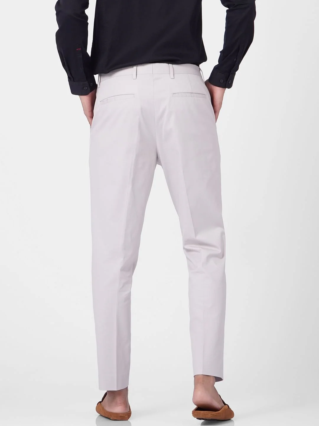 Grey Mid Rise Regular Fit Trousers - Image 4