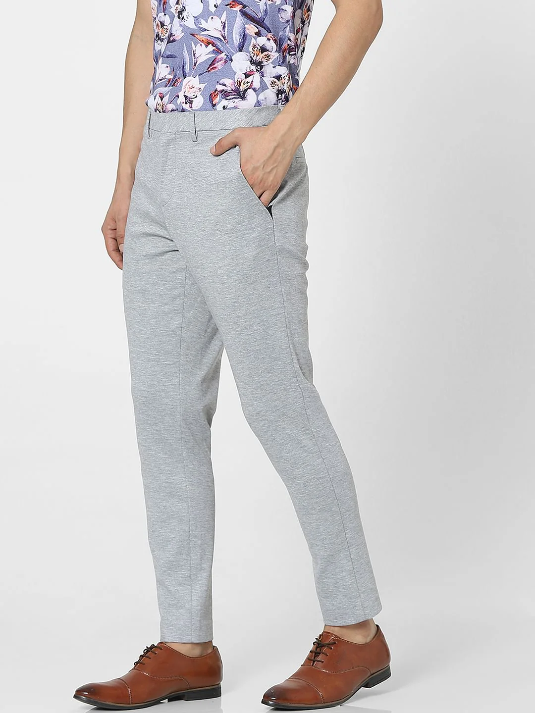 Grey Mid Rise Trousers - Image 3