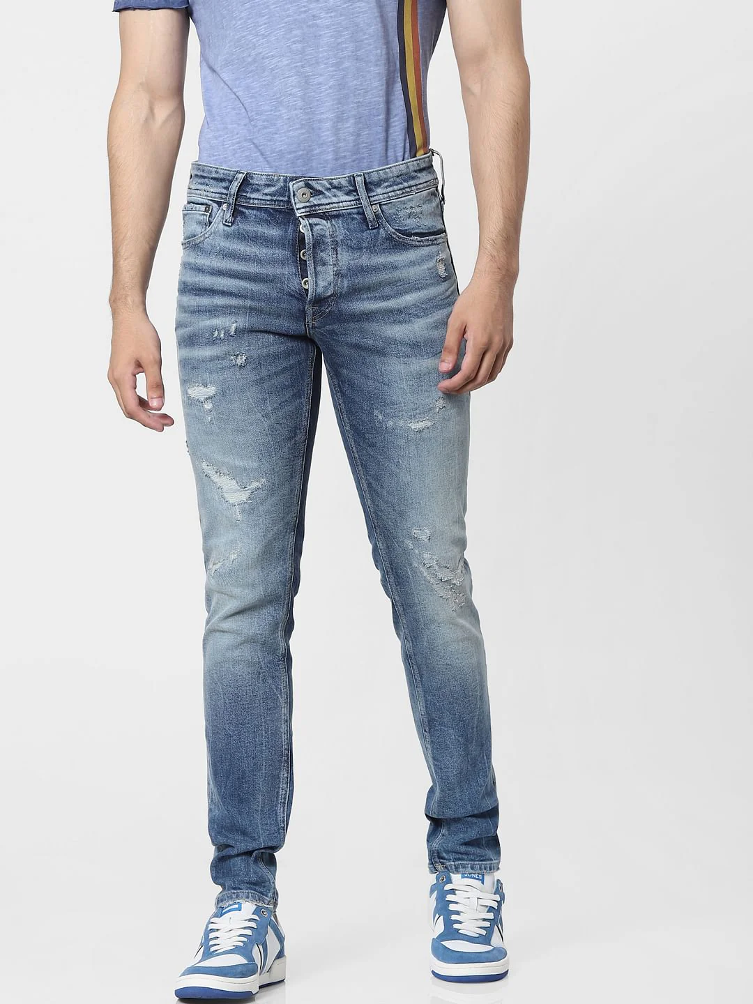 Blue Low Rise Glenn Ripped Slim Jeans - Image 2