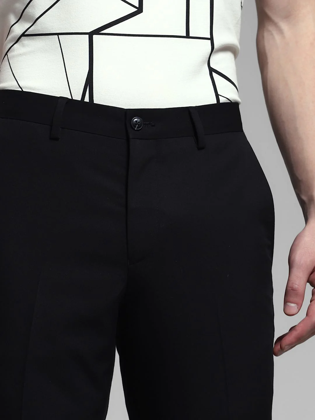 Black Mid Rise Slim Fit Trousers - Image 4