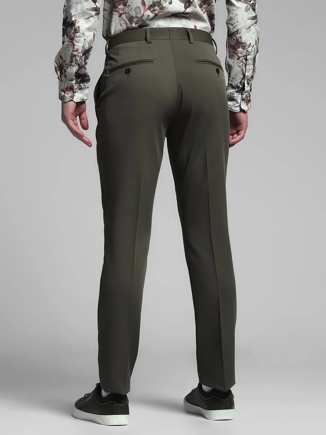 Green Mid Rise Slim Fit Trousers - Image 3
