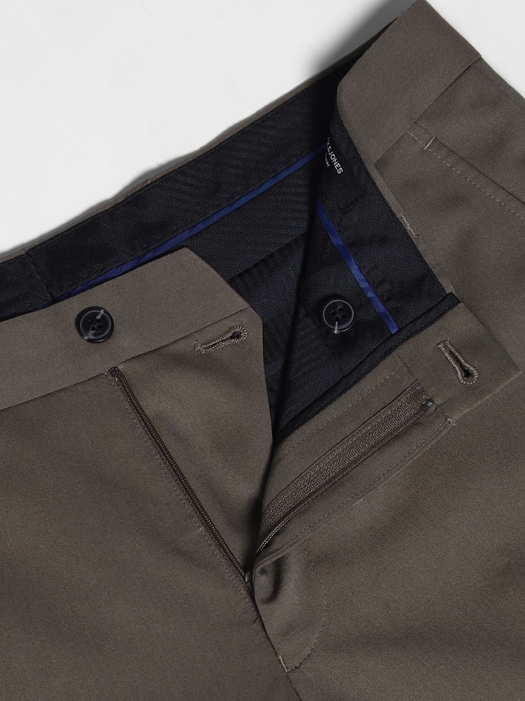 Grey Mid Rise Slim Fit Trousers - Image 5