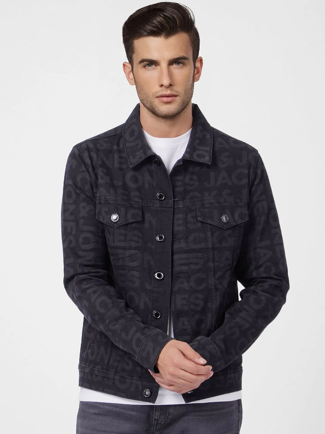 Black Plain Coloured Coat - Image 2
