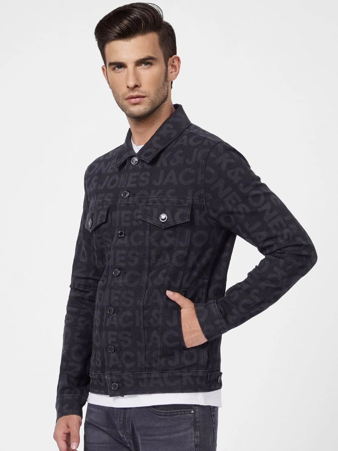 Black Plain Coloured Coat - Image 3