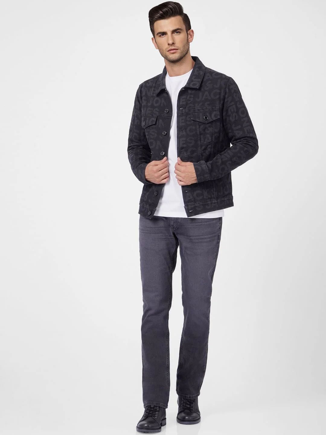 Black Plain Coloured Coat - Image 6