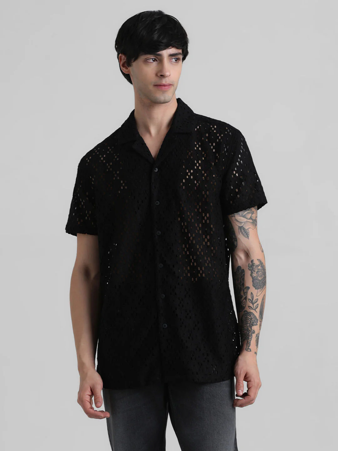 Black Cut-Out Short Sleeves Shirt - Image 2