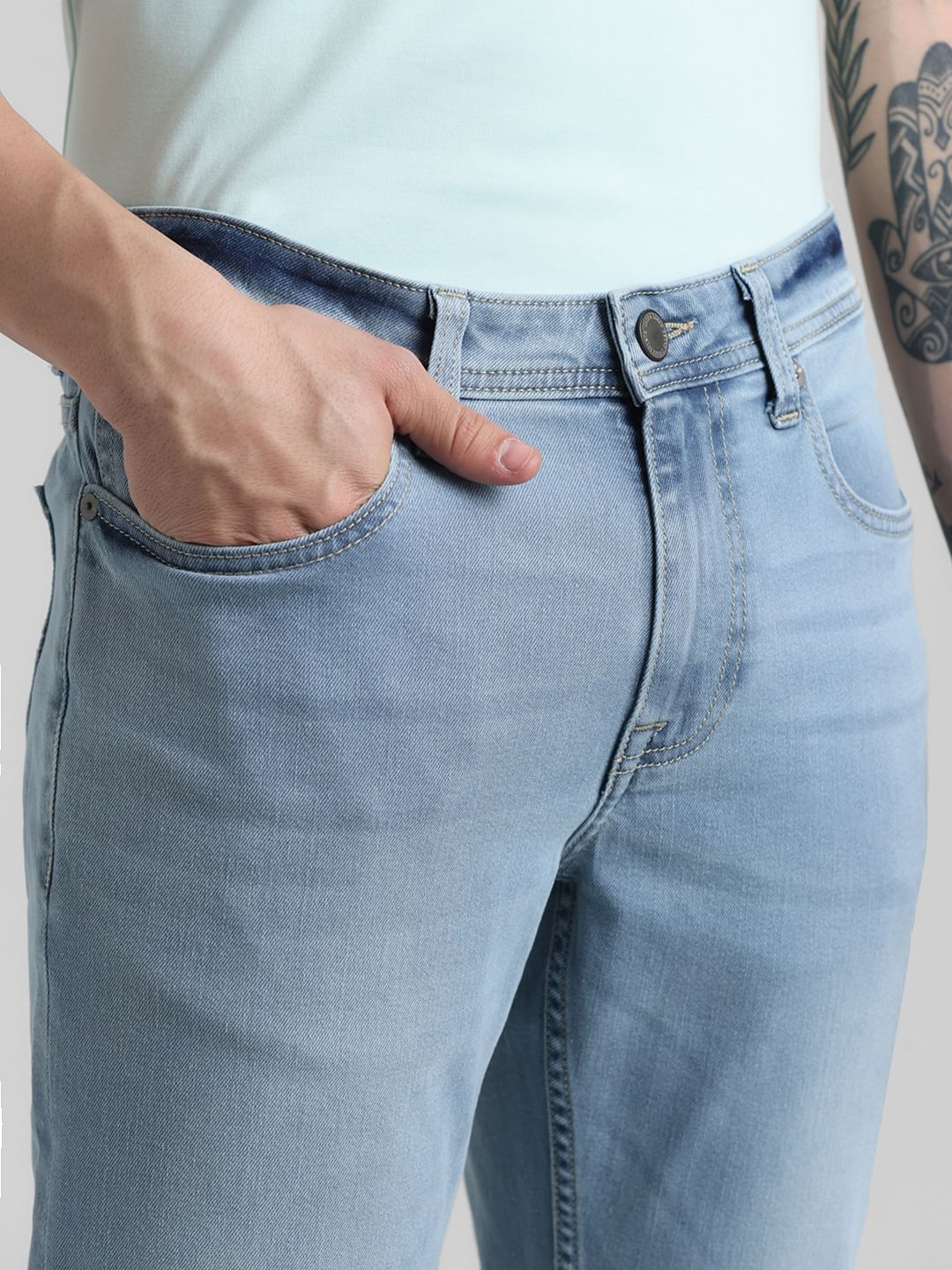 Light Blue Low Rise Glenn Slim Fit Jeans - Image 4