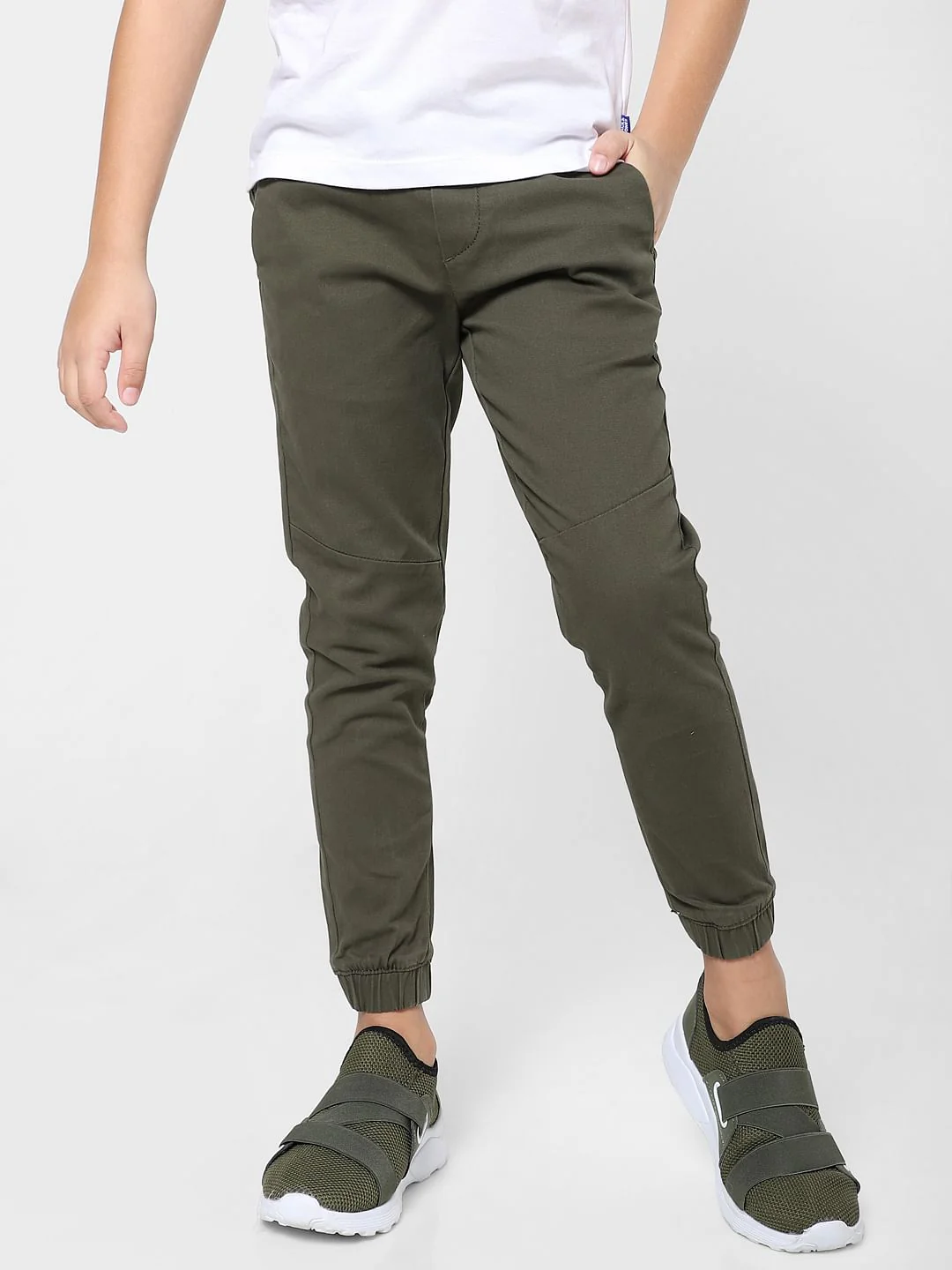 BOYS Dark Green Mid Rise Joggers - Image 2
