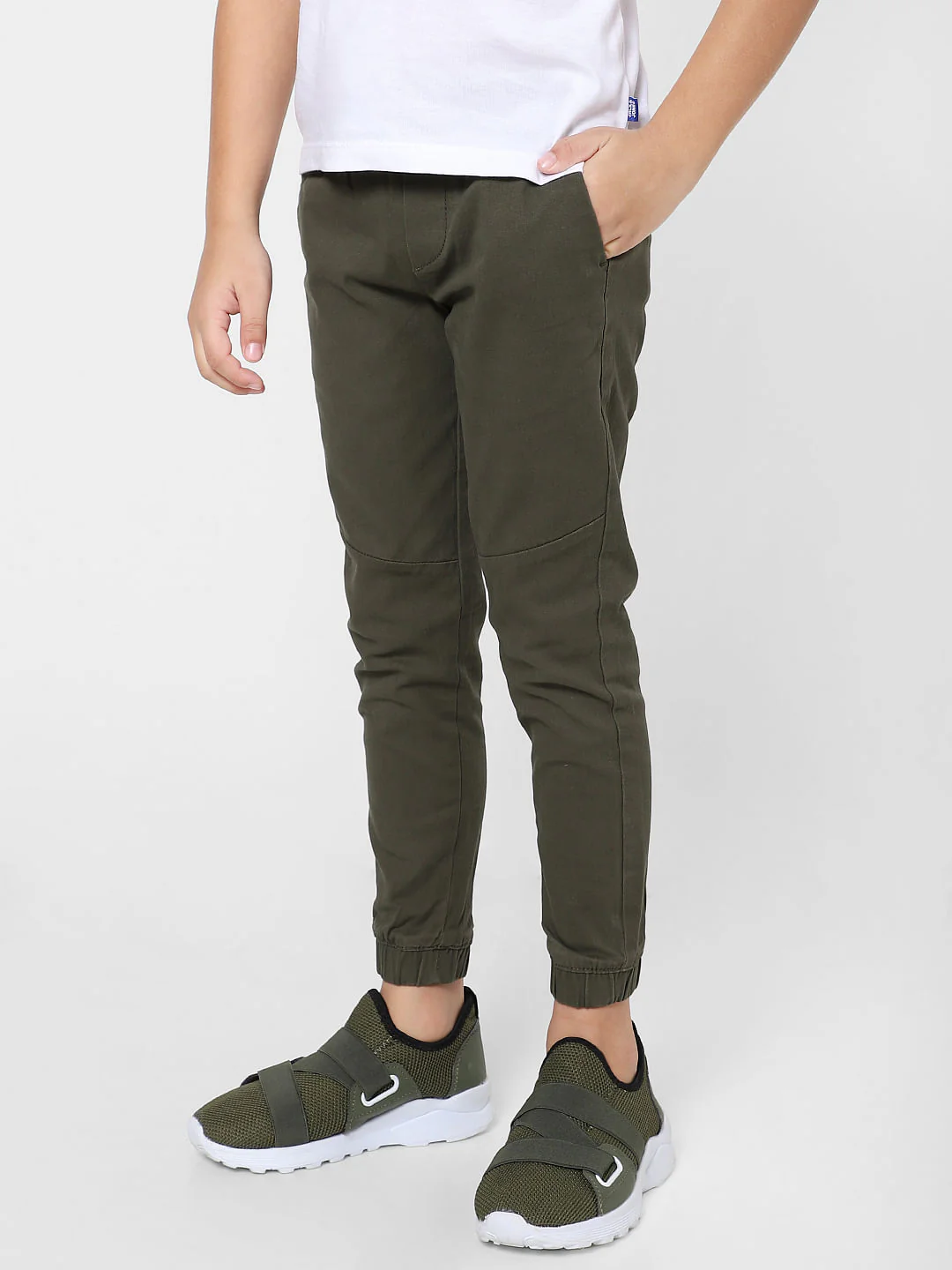 BOYS Dark Green Mid Rise Joggers - Image 3
