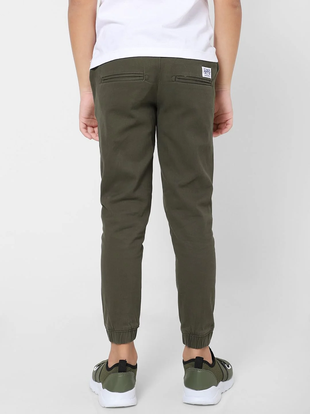 BOYS Dark Green Mid Rise Joggers - Image 4