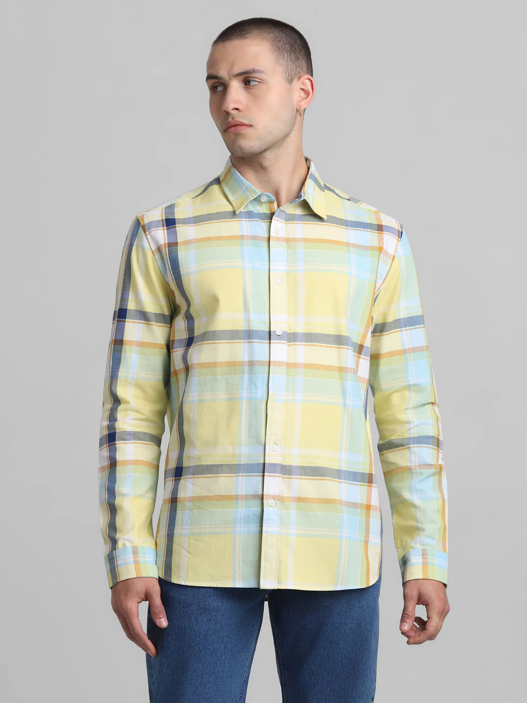 Yellow Check Full Sleeves Shirt - Image 2