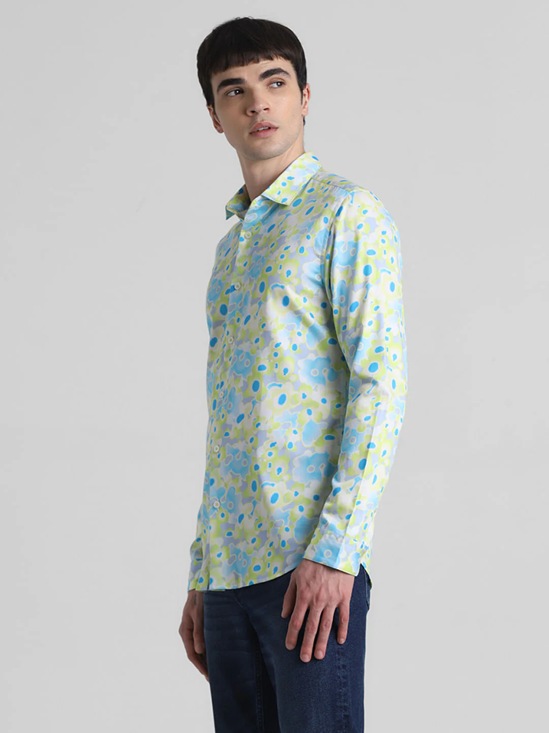 Green Floral Full Sleeves Shirt - Image 3