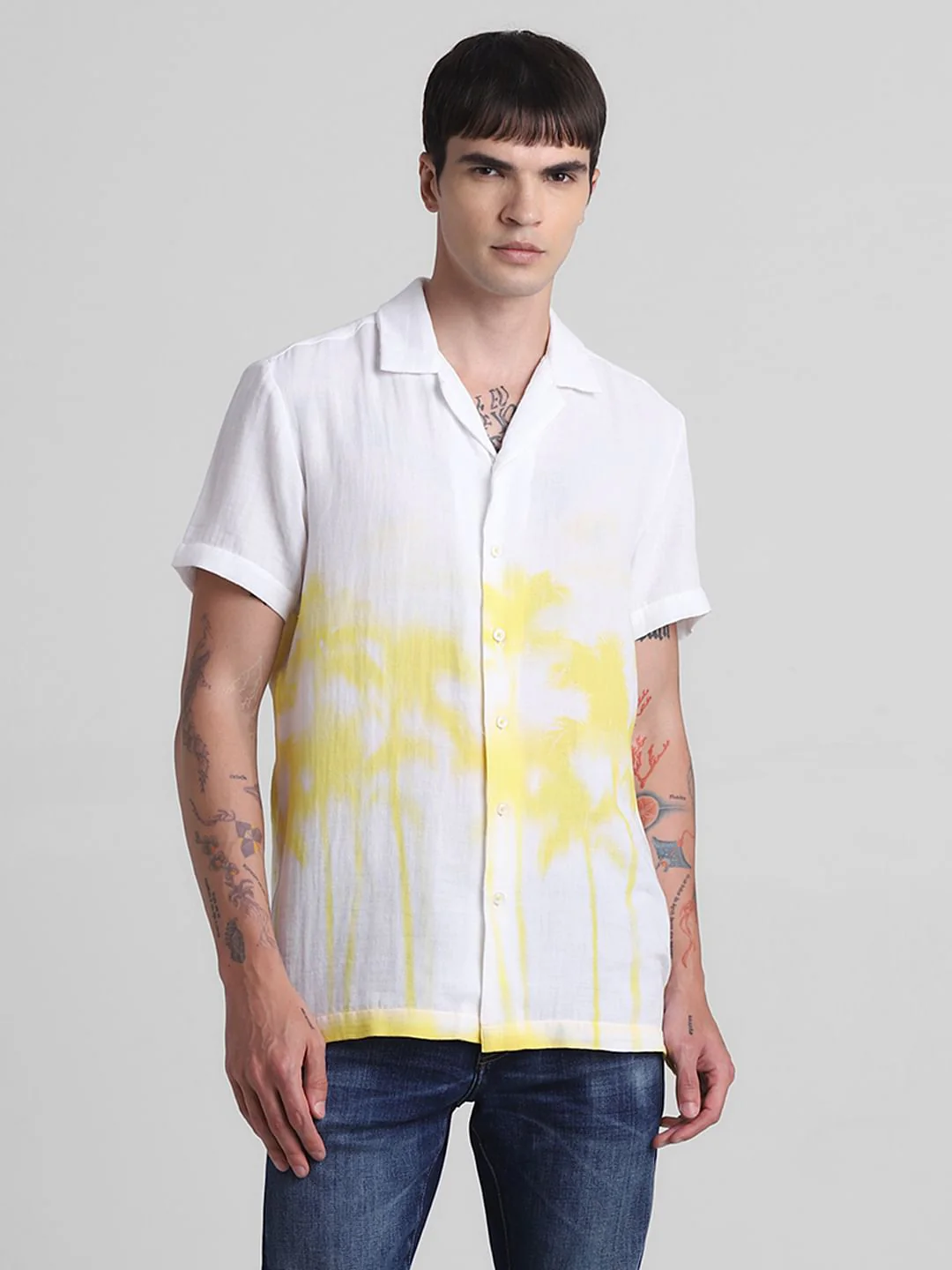 White Palm Tree Printed Shirt - Image 2