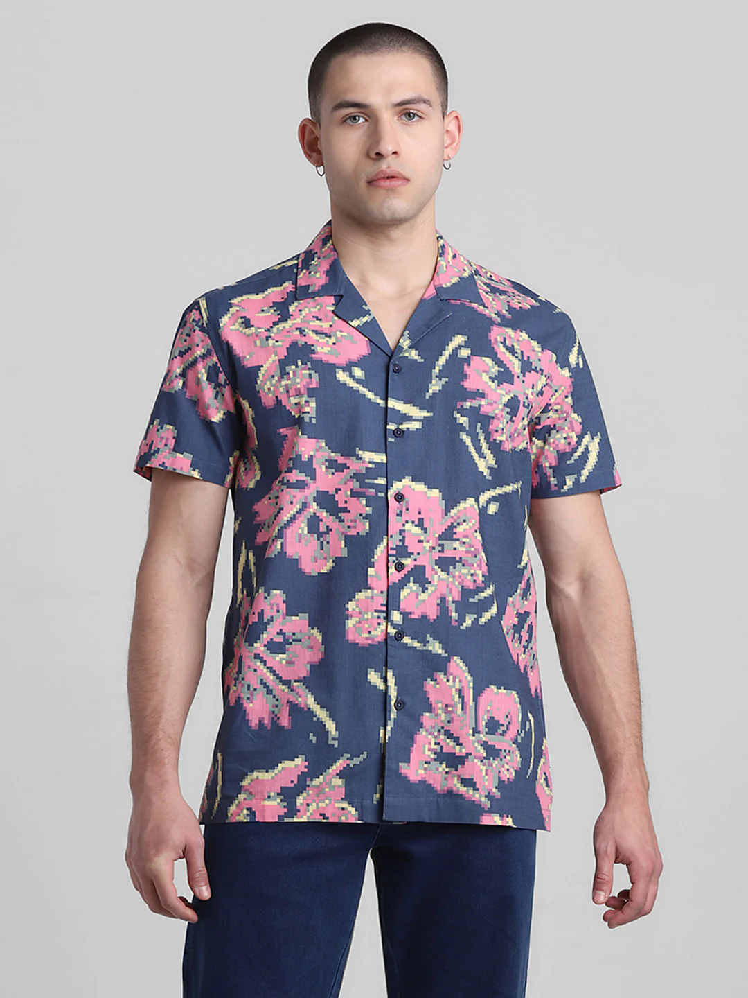 Blue Printed Short Sleeves Shirt - Image 2