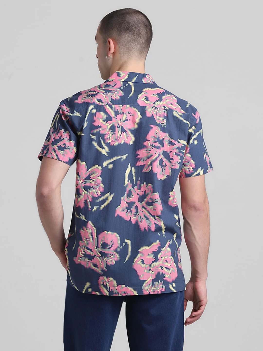 Blue Printed Short Sleeves Shirt - Image 4