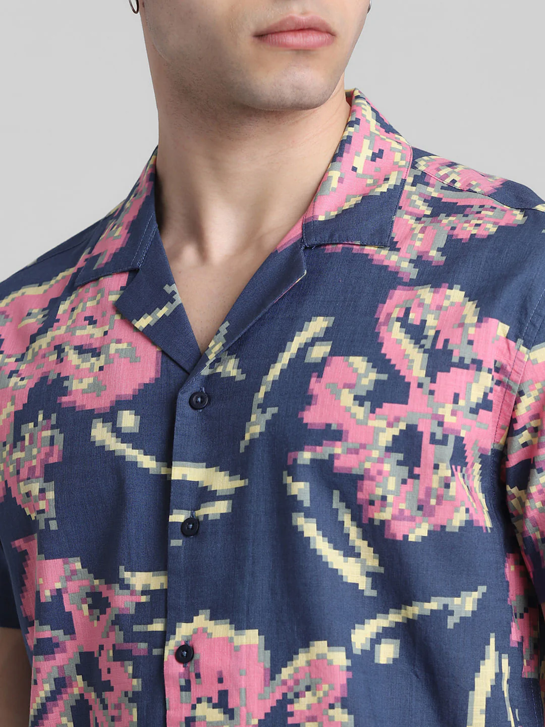 Blue Printed Short Sleeves Shirt - Image 5
