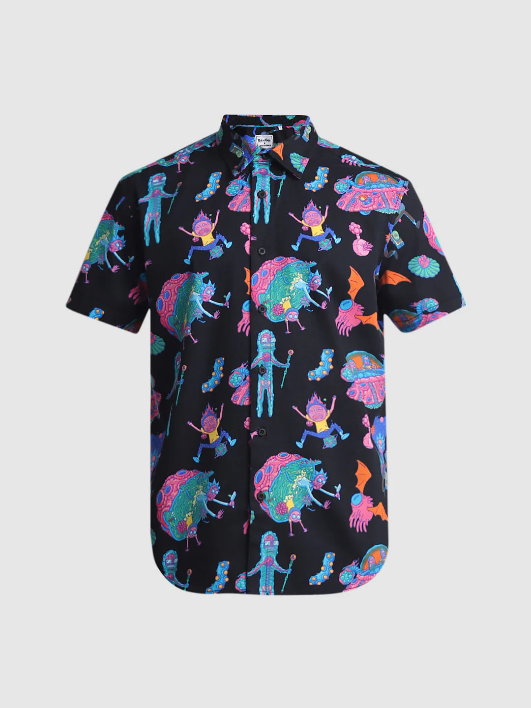 RICK & MORTY Black Printed Short Sleeves Shirt - Image 7